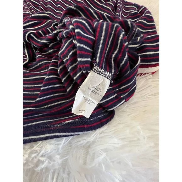 Moa moa Red & Blue Striped Cropped Top, Sz L - Picture 4 of 6
